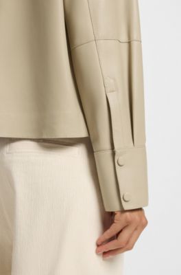 Regular-fit jacket in nappa leather, Light Beige