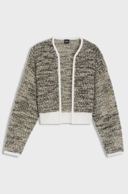 Wool-blend cardigan in metallic tweed, Patterned