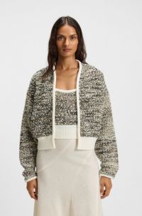 Wool-blend cardigan in metallic tweed, Patterned