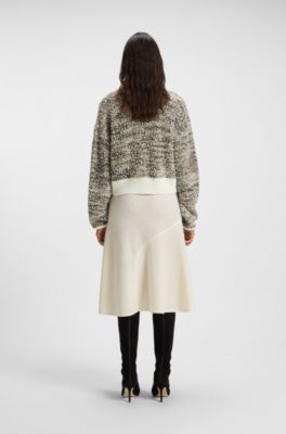 Wool-blend cardigan in metallic tweed, Patterned