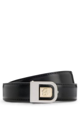 Reversible belt in Italian leather with Double B monogram, Brown / Black
