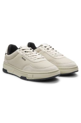 Trainers with textured fabric and faux suede, Light Beige