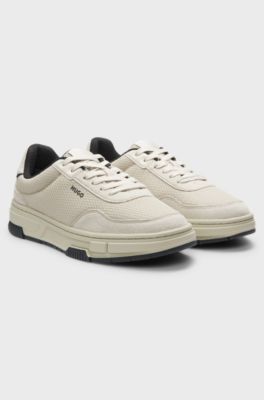 Trainers with textured fabric and faux suede, Light Beige
