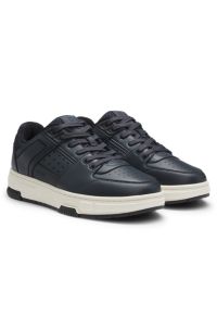 Faux-leather trainers with mesh trims, Dark Blue