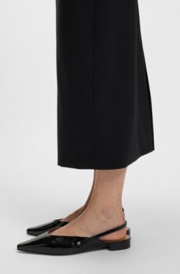 Slingback ballerina pumps in leather, Black