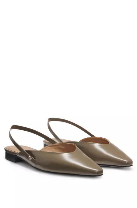 Slingback ballerina pumps in leather