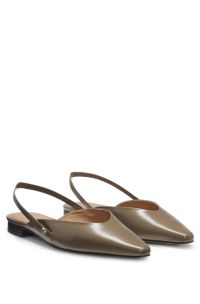 Ballerines en cuir à talon ouvert, Brun chiné