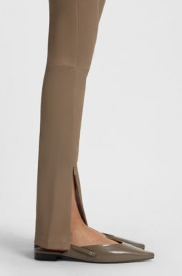 Slingback ballerina pumps in leather, Light Brown