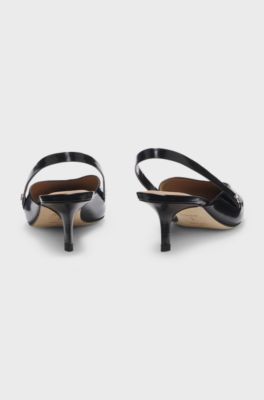 Zapatos de tac&oacute;n de piel con tal&oacute;n abierto y c&oacute;moda plantilla GAIT-TECH&reg;, Negro