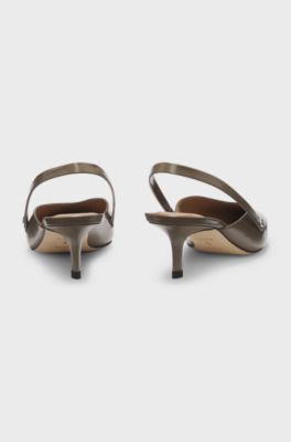 Slingback leather pumps with GAIT-TECH&reg; comfort insole, Light Brown