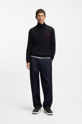 Monogram-detail trainers in faux leather, Black