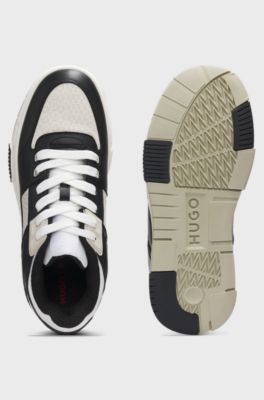 Monogram-detail trainers in faux leather, Dark Grey