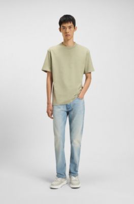 Monogram-detail trainers in faux leather, Light Beige