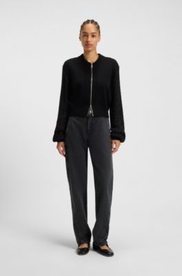 Leather ballerina pumps with buckled strap, Black