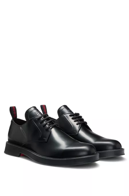 Leather Derby shoes with stacked-logo tongue