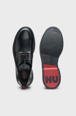 Leather Derby shoes with stacked-logo tongue, Black