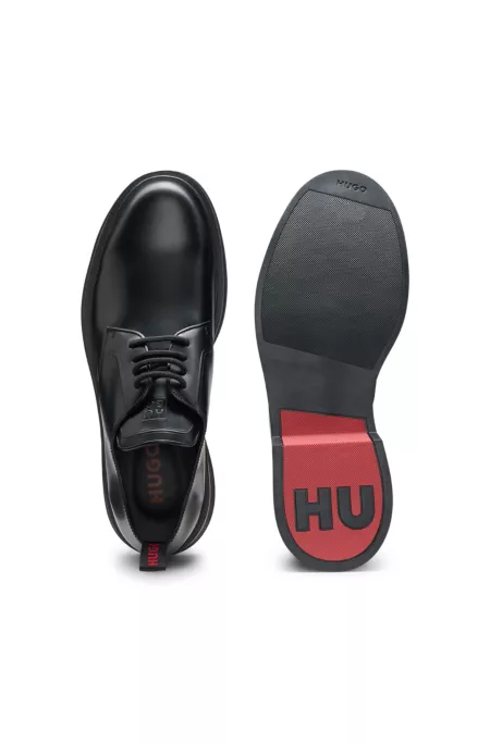 Leather Derby shoes with stacked-logo tongue