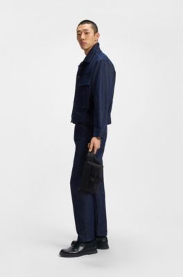 Derbys aus Leder mit Stack-Logo auf der Lasche, Schwarz