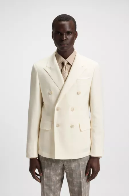 Slim-fit blazer in melange cotton and cashmere