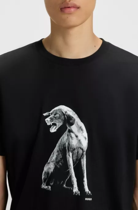 T-shirt en jersey de coton à motif chien artistique