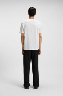 T-Shirt aus Baumwoll-Jersey mit Hunde-Artwork, Wei&szlig;