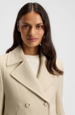 Regular-fit pea coat in a wool blend, Light Beige