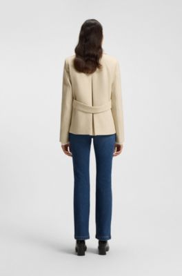 Regular-fit pea coat in a wool blend, Light Beige