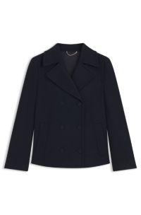 Regular-fit pea coat in a wool blend, Dark Blue