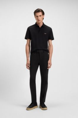BOSS x ASTON MARTIN chinos in stretch cotton and cashmere, Black