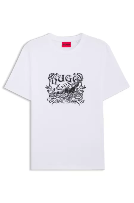 Cotton-jersey T-shirt with logo artwork