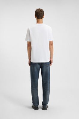 Cotton-jersey T-shirt with logo artwork, White