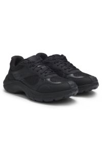 Trainers with mesh and faux leather, Black
