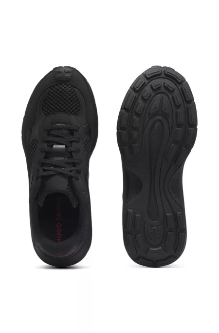 Trainers with mesh and faux leather