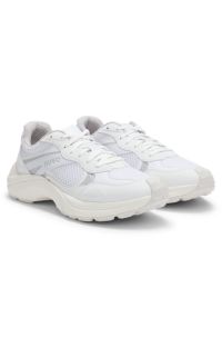 Sneakers in mesh e similpelle, Bianco