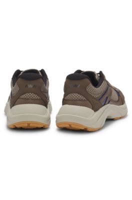 Trainers with mesh and faux leather, Light Brown