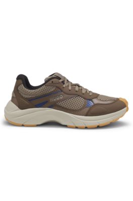Trainers with mesh and faux leather, Light Brown