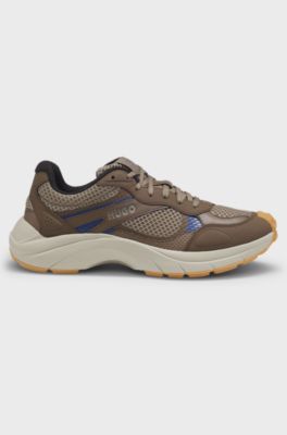 Trainers with mesh and faux leather, Light Brown