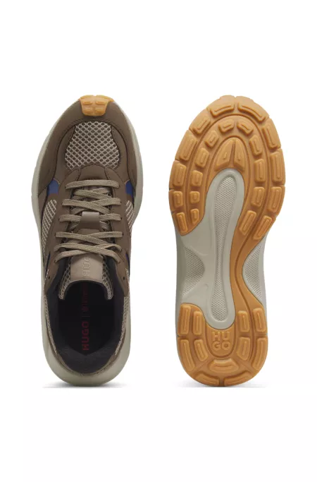 Baskets en similicuir et mesh