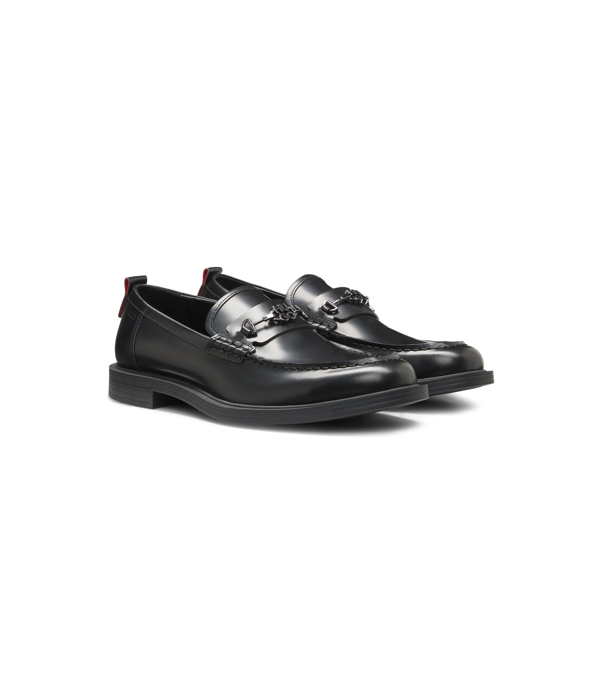 Hugo Boss Black Leather Bit Loafers HUGO - Leather loafers with lug outsole - Black main image 4