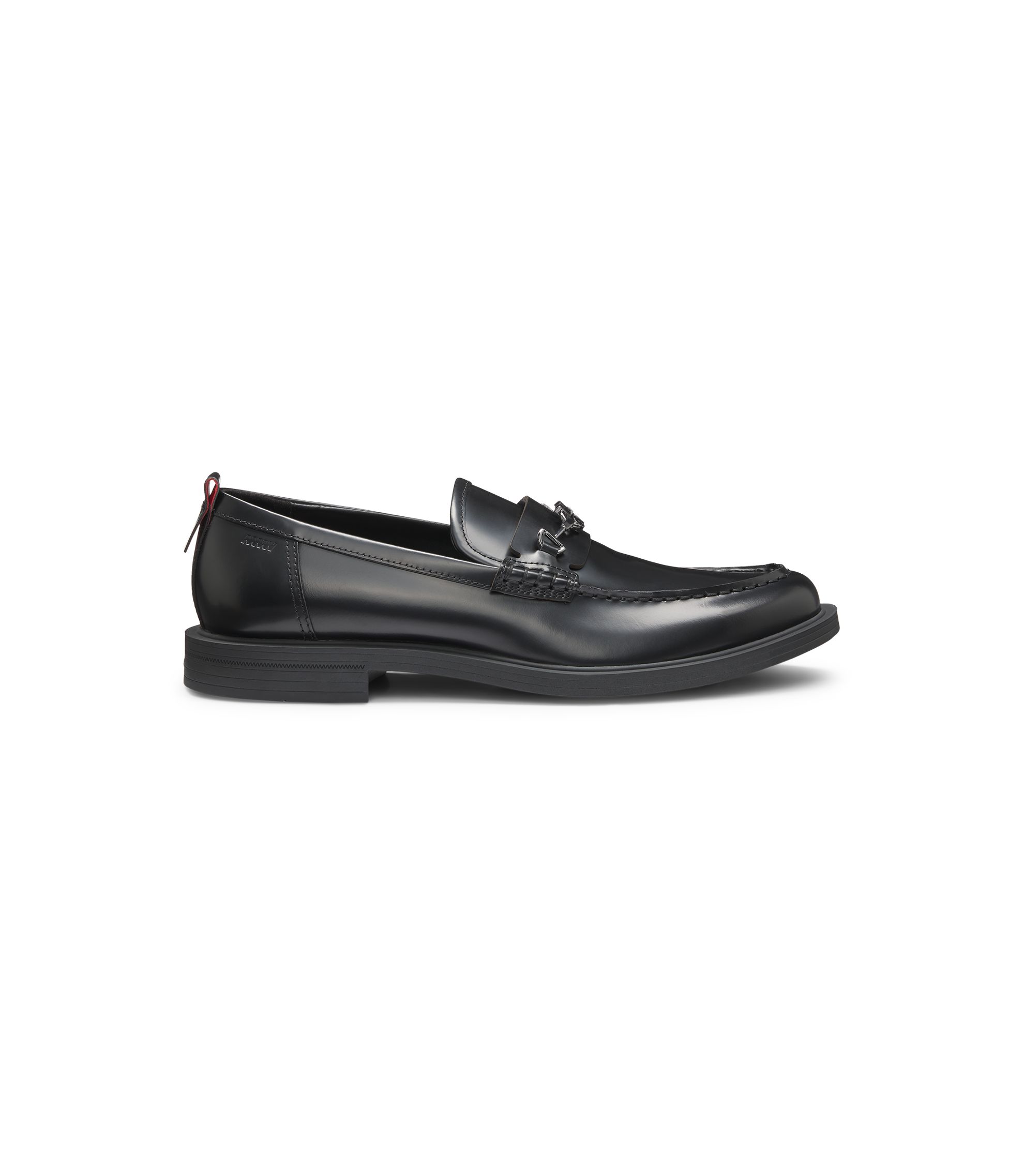 HUGO - Leather loafer with stacked-logo bit - Black display picture 1