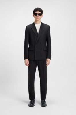 Leather loafer with stacked-logo bit, Black