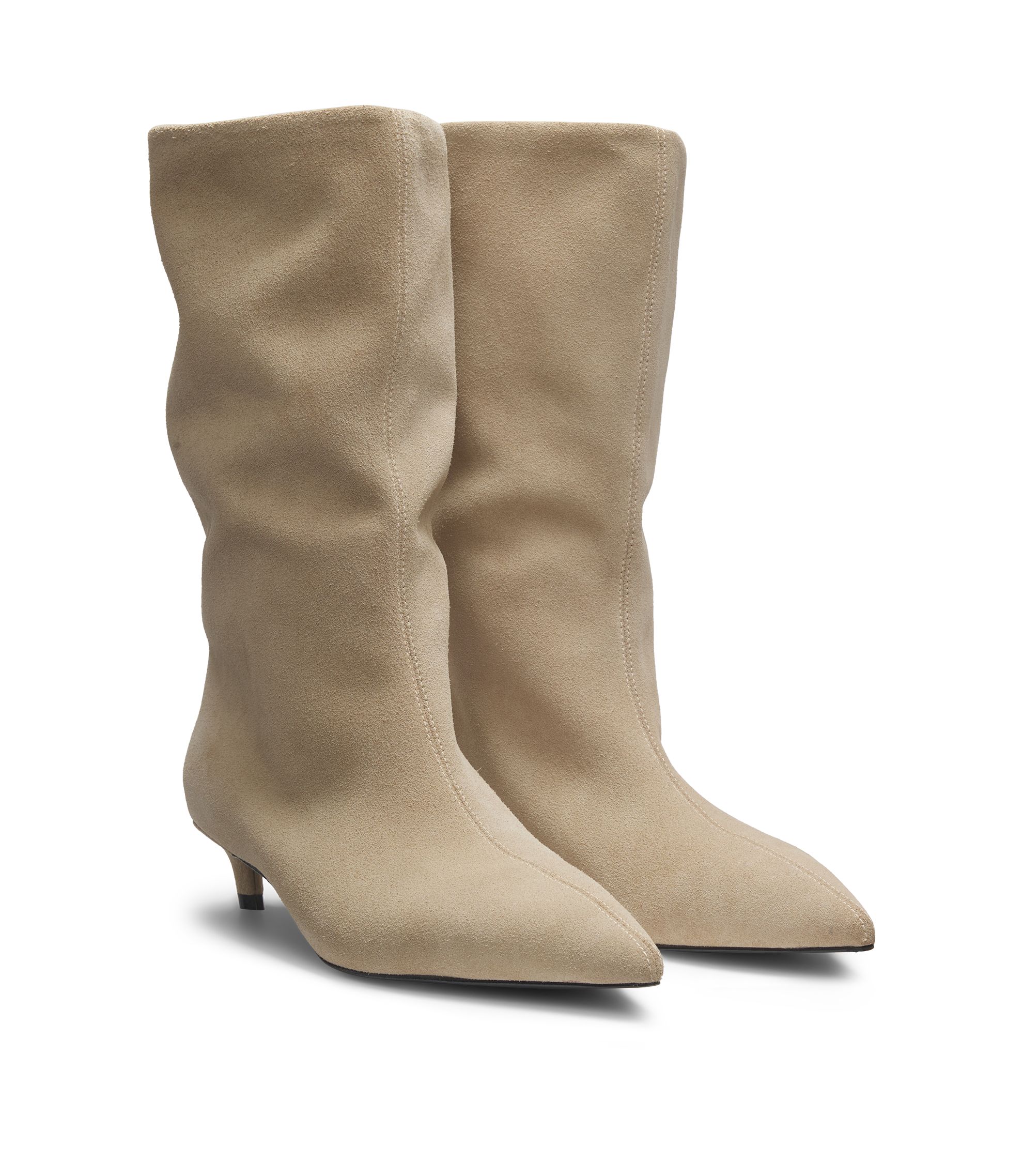 BOSS Botas tubo de ante con tacón bajo Beige claro