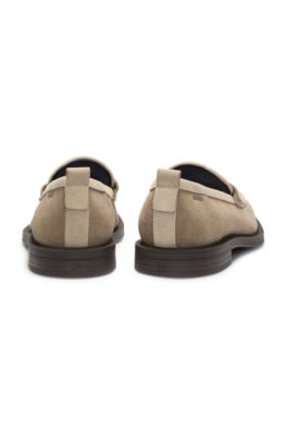 Suede loafers with textured vamp, Light Beige