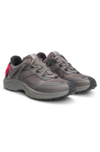 Mixed-material trainers with logo flag, Dark Grey