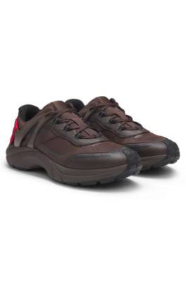 Mixed-material trainers with logo flag 1
