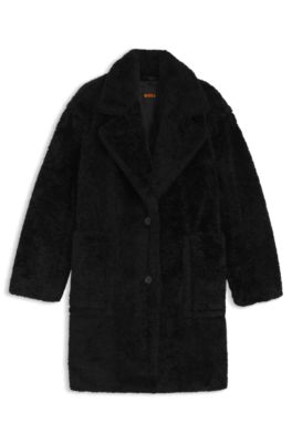 Teddy coat with adjustable collar, Black