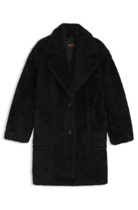 Teddy coat with adjustable collar, Black