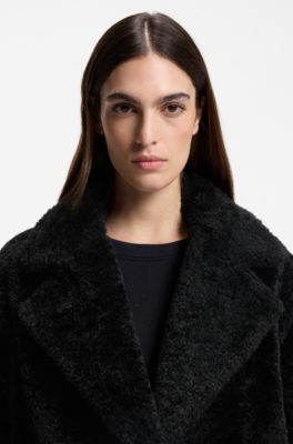 Manteau en peluche avec col ajustable, Noir