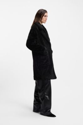 Teddy coat with adjustable collar, Black