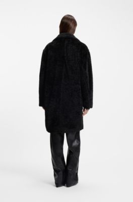 Teddy coat with adjustable collar, Black